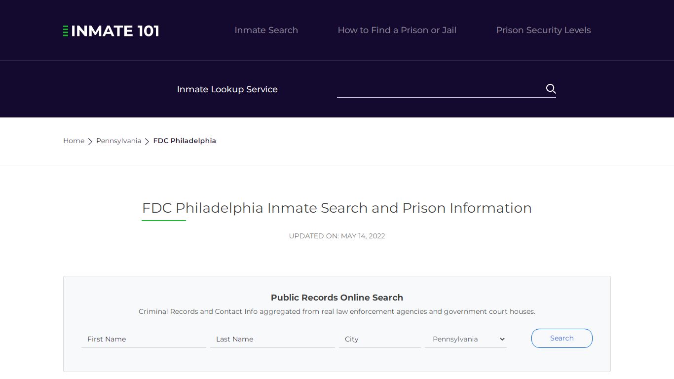 FDC Philadelphia Inmate Search | Lookup | Roster