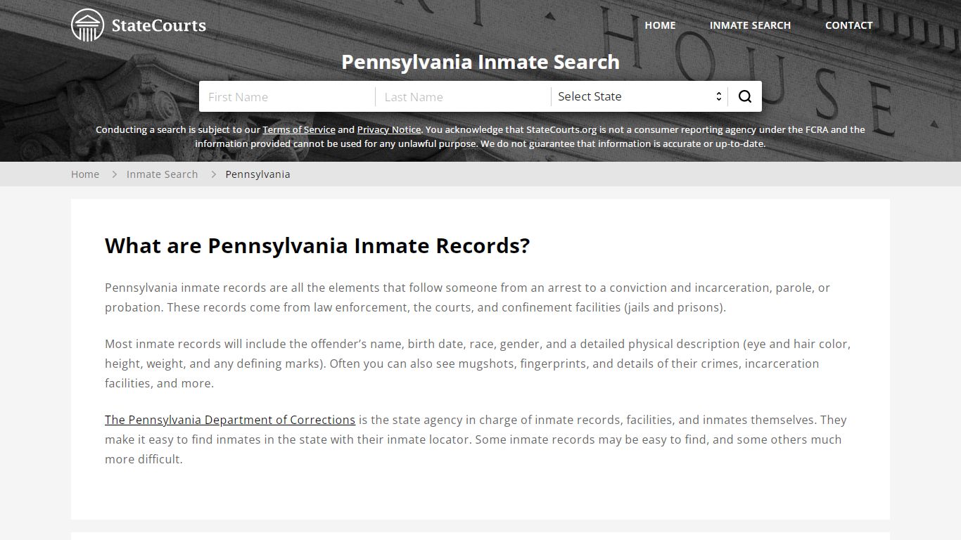 Pennsylvania Inmate Search, Prison and Jail Information ...
